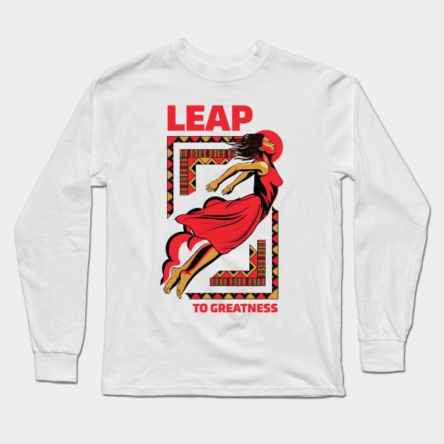 Leap To Greatness - Female Long Sleeve T-Shirt by Bantu Flair